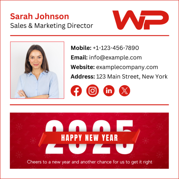 Happy New Year 2025 HTML Email Signature in Light Mode